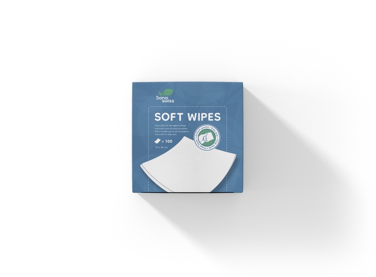 sana.swiss Soft Wipe, Waschtuch, 19x30 cm, 100 Stk. in Kartonspenderbox