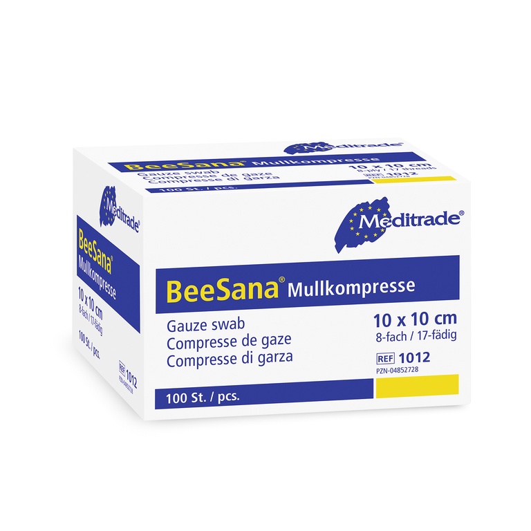 Gazekompresse/Vlieskompresse BeeSana Typ 17-fädig, unsteril, 100% Baumwolle (8-fach, 10 x 10 cm)
