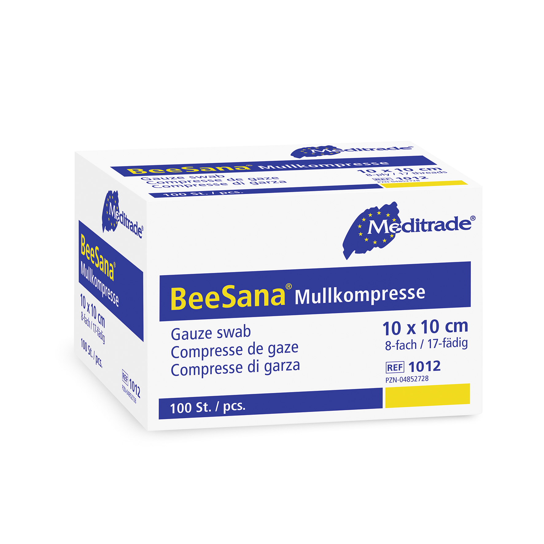 Gazekompresse/Vlieskompresse BeeSana Typ 17-fädig, unsteril, 100% Baumwolle (8-fach, 10 x 10 cm)