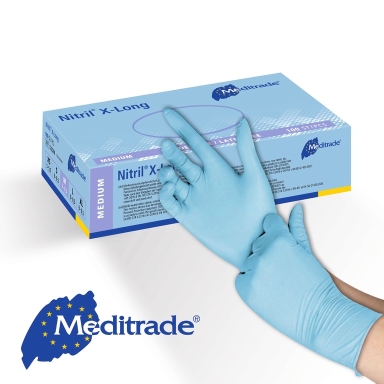 Nitril® X-Long, Blau, Untersuchungshandschuh, puderfrei, 100 Stk. (M)