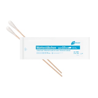 Wattestäbchen Meditrade einfach steril, 15 cm, Karton 100 x 2 Stk. (Holz, grosser Kopf)