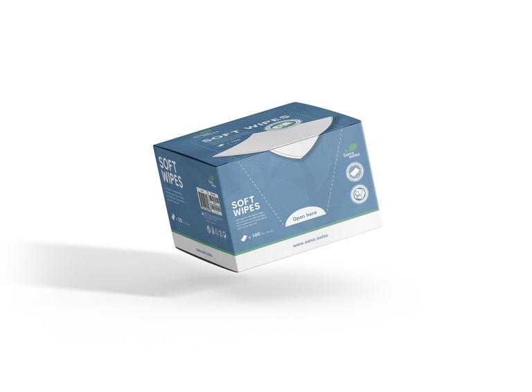 sana.swiss Soft Wipe, Waschtuch, 19x30 cm, 100 Stk. in Kartonspenderbox