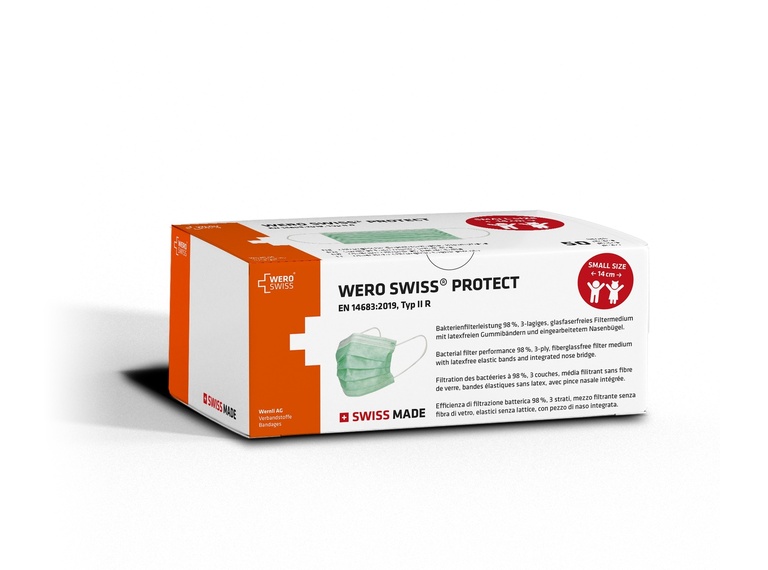 WERO SWISS© Protect Typ IIR SMALL SIZE Maske, Grün, 50 Stk.