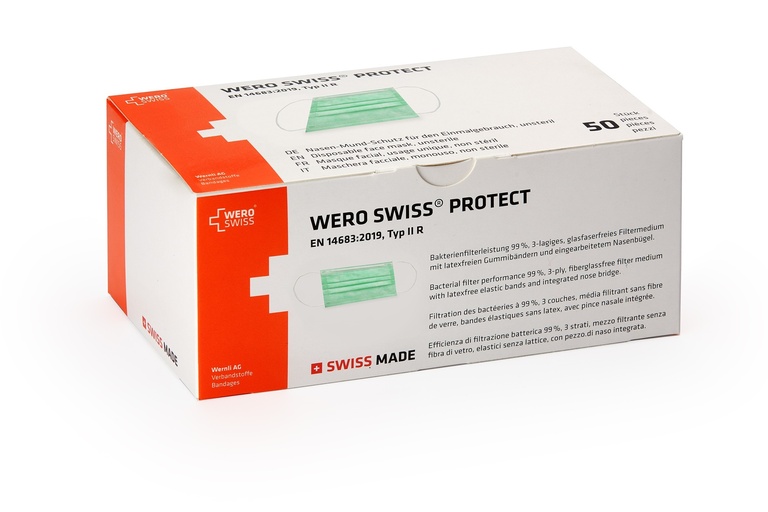 WERO SWISS© Protect Typ IIR Maske Original, Grün, 50 Stk.