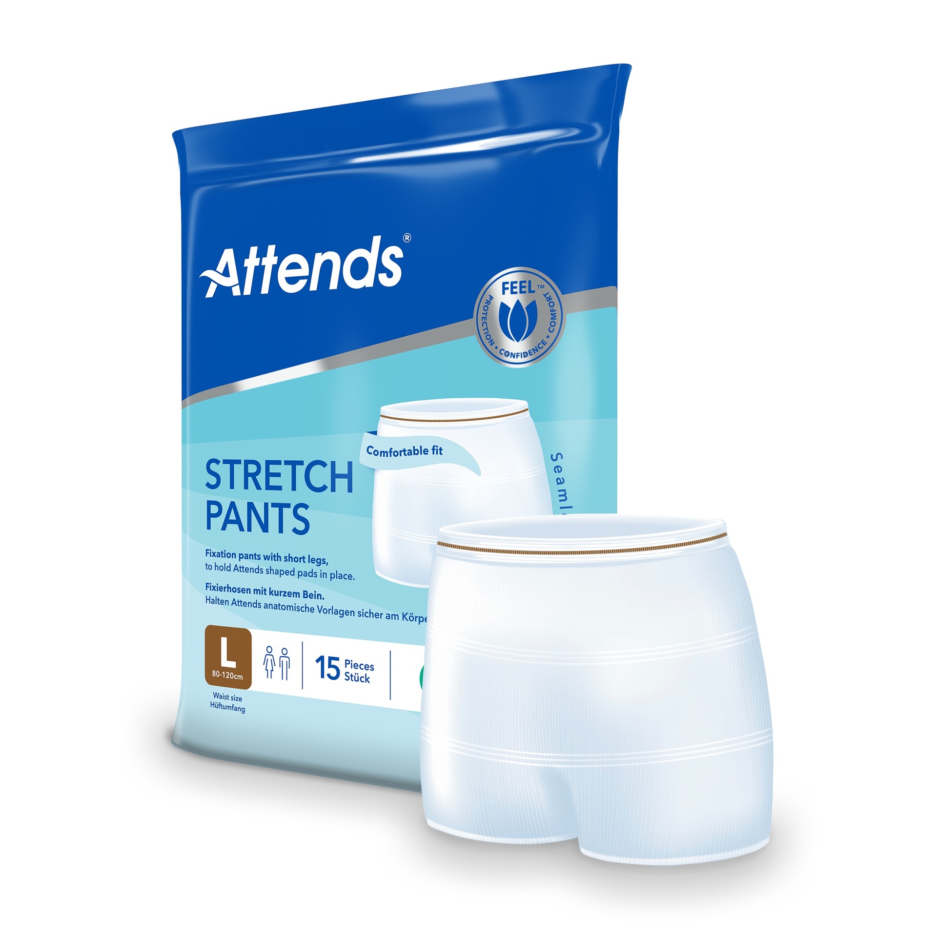 Attends Stretch Pants, Fixierhose, braun, L, 15 Stk.