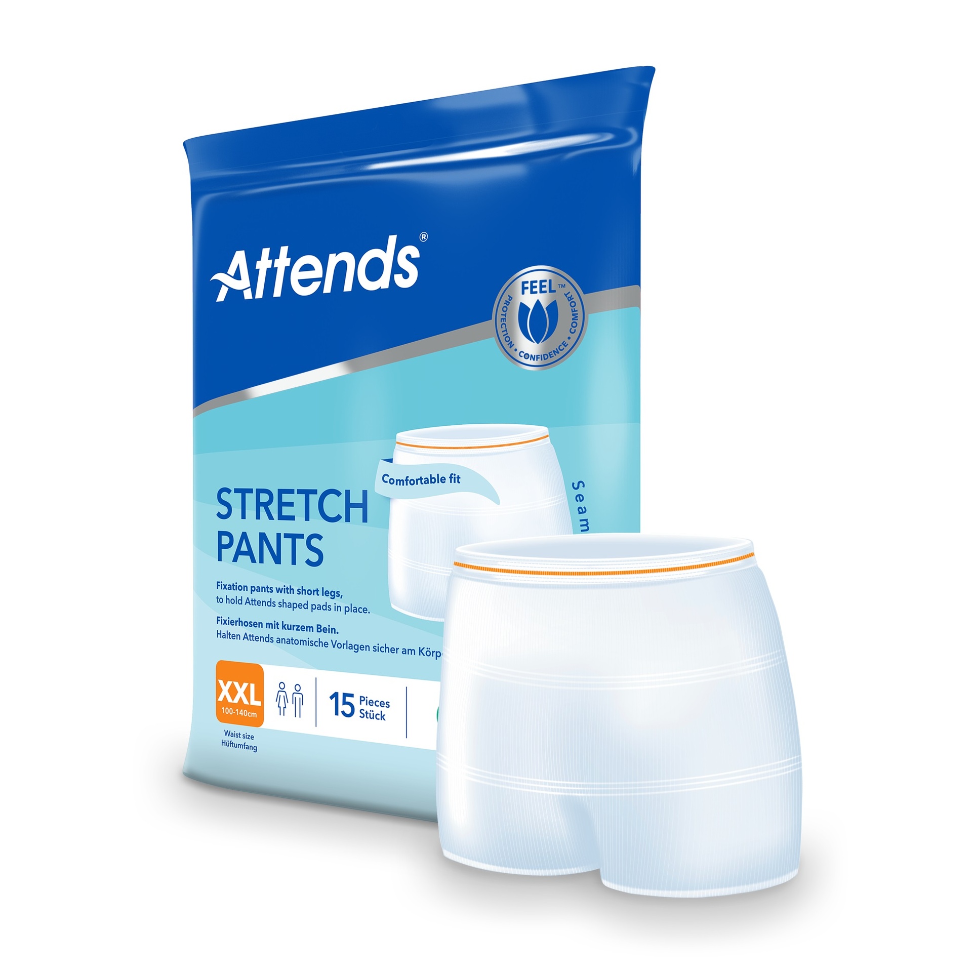 Attends Stretch Pants, Fixierhose, orange, XXL, 15 Stk.