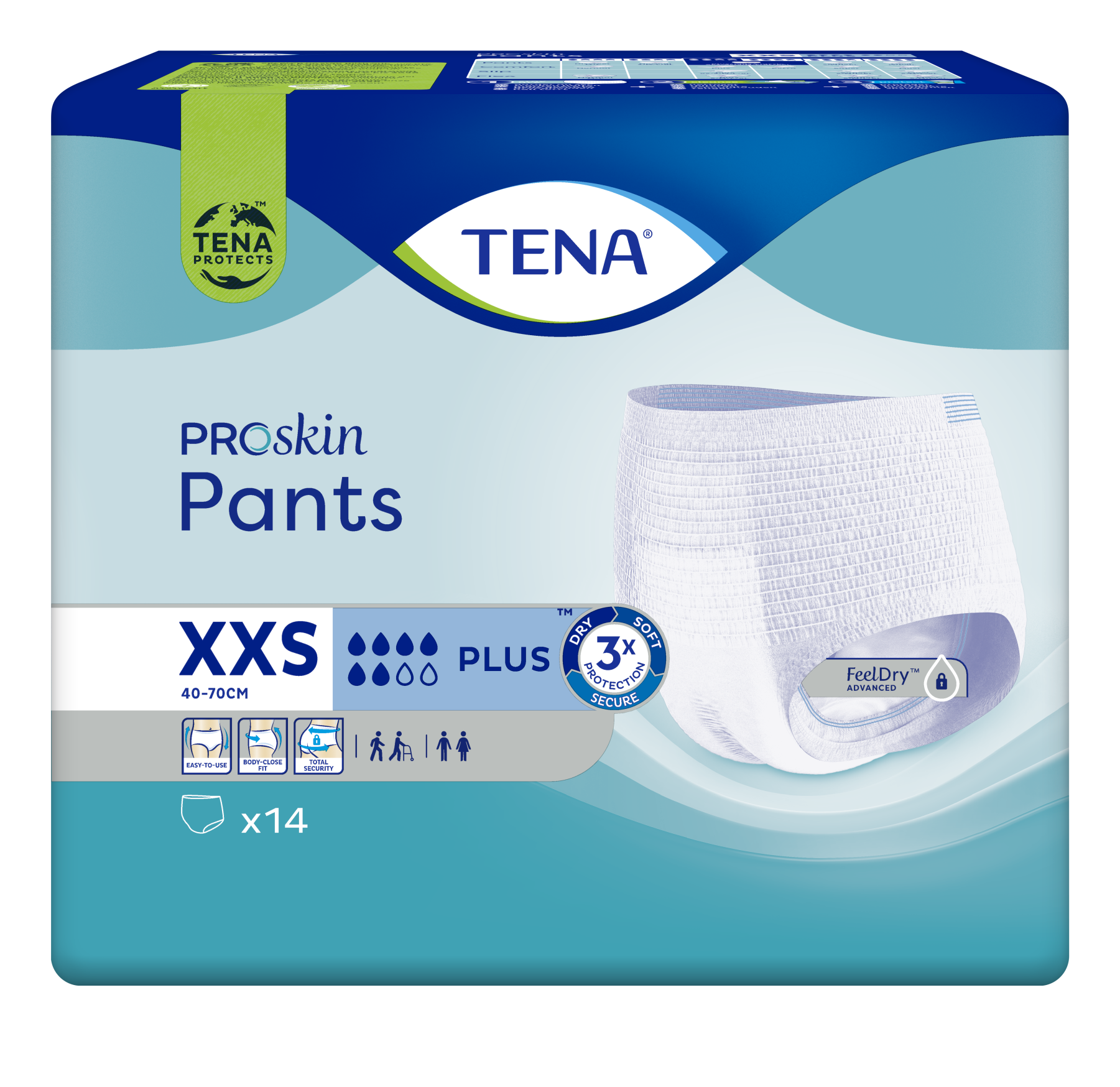 TENA Pants Plus, Proskin,  <50 cm,  XXS, 14 Stk.