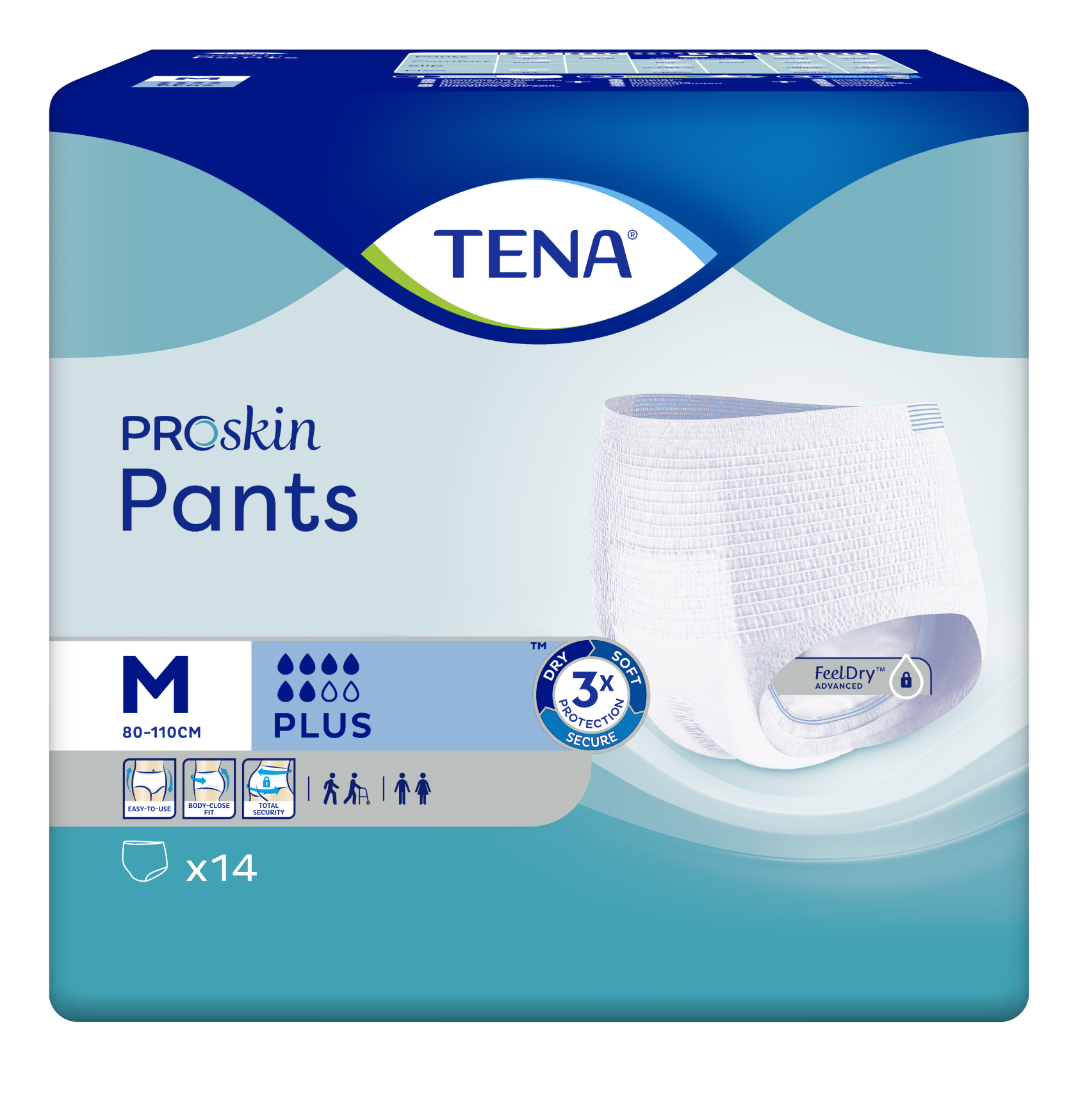 TENA Pants Plus,  Proskin, 80 - 110 cm,  M, 14 Stk.