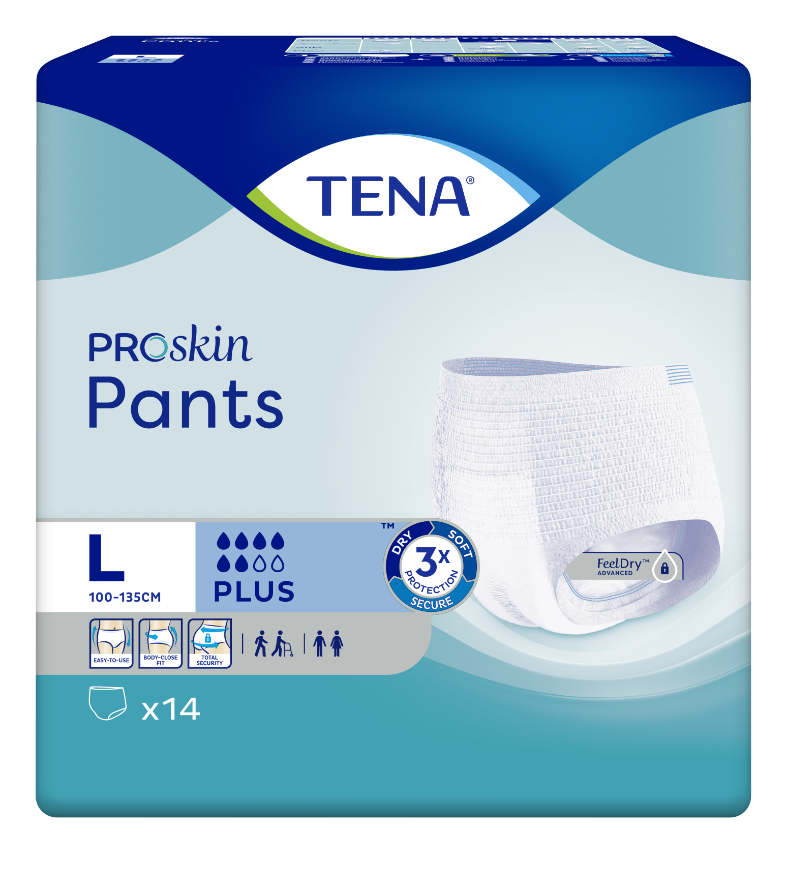 TENA Pants Plus, Proskin, 100 - 135 cm, L, 14 pcs.
