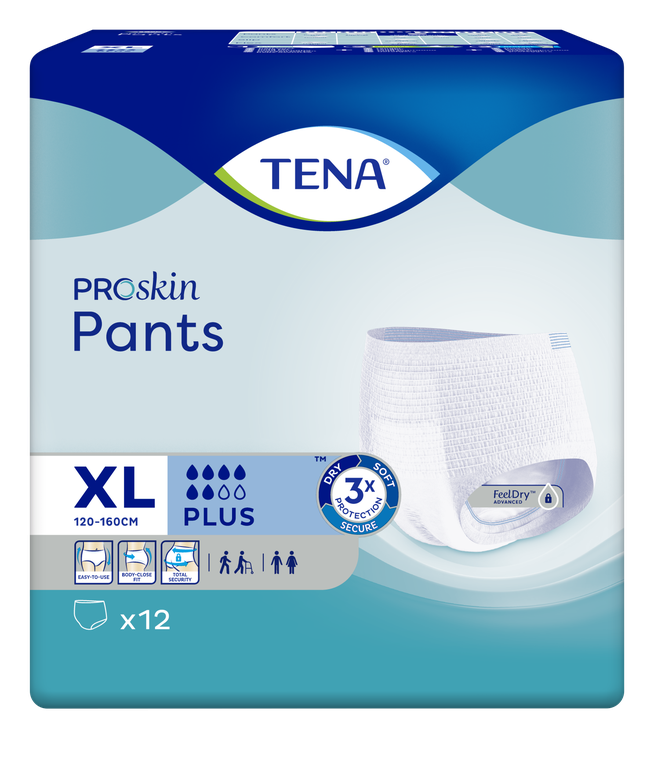 TENA Pants Plus, Proskin, 120 - 160 cm, XL, 12 pcs.