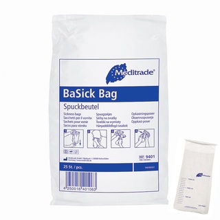 BaSick Bag, Brechbeutel/Spuckbeutel mit Verschlussring, 16 x 40 cm, 1 x 25 Stk.
