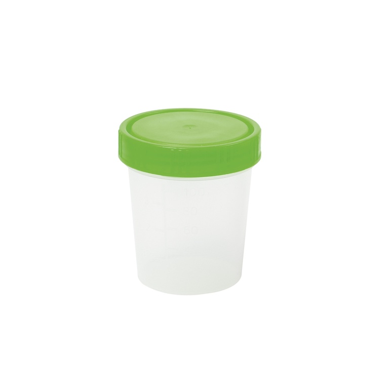 Urinbecher mit Schraubverschluss, grün, 100 ml, 50 Stk.