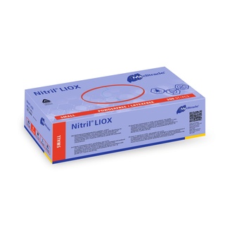 Nitril® LIOX, antimikrobieller Untersuchungshandschuh aus Nitril, BLAU, puderfrei, für Allergiker geeignet (S)