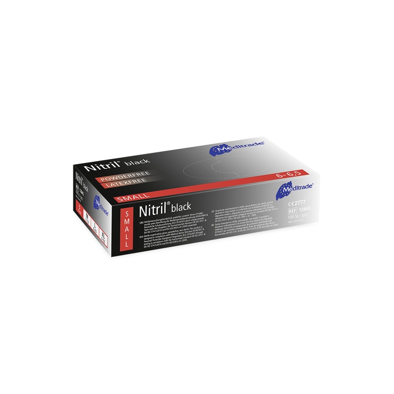 Nitril® Black, Untersuchungshandschuh Nitril, puderfrei, Schwarz Small (6-6,5), 100 Stk.