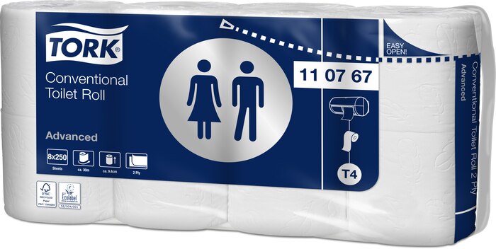 Tork Kleinrollen Toilettenpapier Advanced, 2lagig, 110767, 8 Rollen