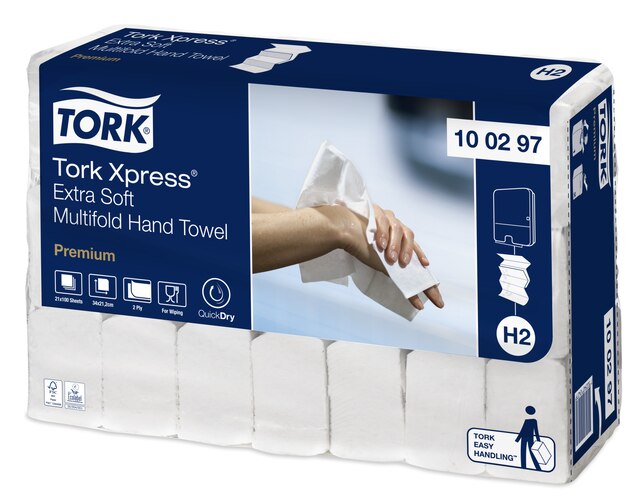 Tork Xpress® Multifold Handtücher, extra weiches, Premium, 100297, 34x21cm, 21x100 Stk.=2'100 Stk.