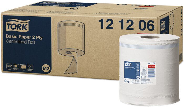 Tork, Standard Papierwischtücher, Midi, 2-lagig, 121206, Innenabrollung, 160 m