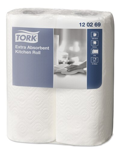 Tork extra-saugfähige Küchenrolle (2lg, 64 Blatt, 2 Rollen)