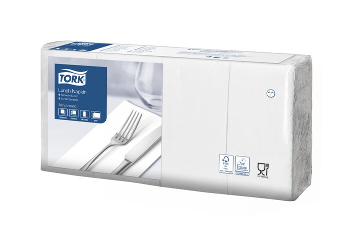 Tork Servietten, gefalzt (1/8-Falz, 33 x 33 cm, 2-lagig, weiss)