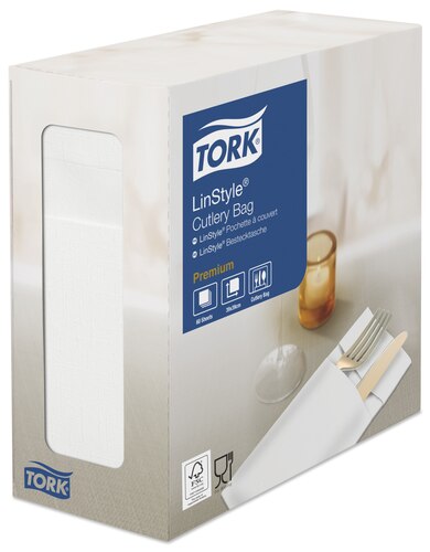 Tork, Bestecktaschen LinStyle, 509600 , 40x39 cm, Premium, 1lg, weiss, 12 x 50 Stk.