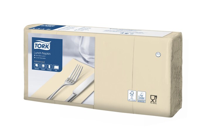 Tork Servietten, gefalzt (1/8-Falz, 33 x 33 cm, 2-lagig, sand)