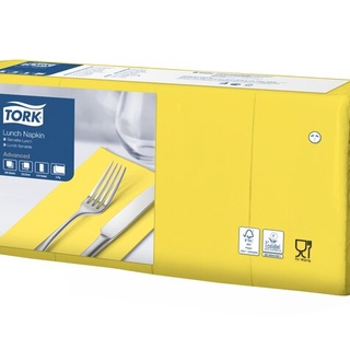 Tork Servietten, gefalzt (1/8-Falz, 33 x 33 cm, 2-lagig, gelb)