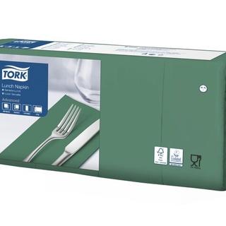 Tork Servietten, gefalzt (1/8-Falz, 33 x 33 cm, 2-lagig, dunkelgrün)