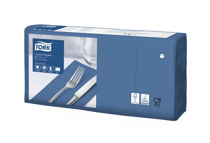 Tork Servietten, gefalzt (1/8-Falz, 33 x 33 cm, 2-lagig, dunkelblau)