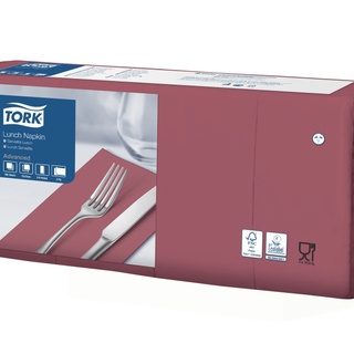 Tork Servietten, gefalzt (1/8-Falz, 33 x 33 cm, 2-lagig, bordeauxrot)