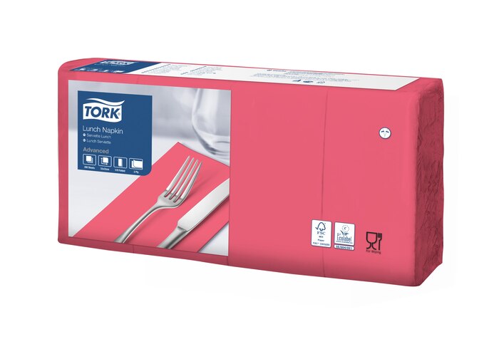 Tork Servietten, gefalzt (1/8-Falz, 33 x 33 cm, 2-lagig, rot)