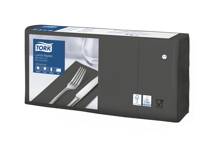Tork Servietten, gefalzt (1/8-Falz, 33 x 33 cm, 2-lagig, schwarz)