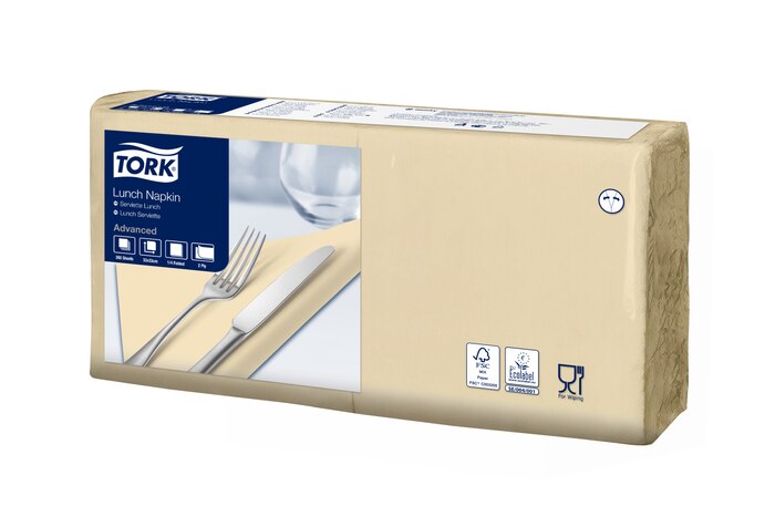 Tork Servietten, gefalzt (1/4-Falz, 33 x 33 cm, 2-lagig, sand)