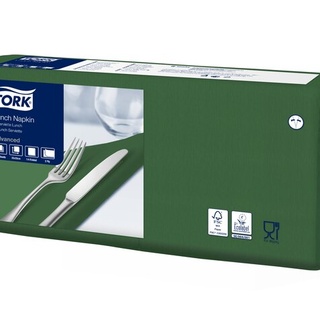 Tork Servietten, gefalzt (1/4-Falz, 33 x 33 cm, 2-lagig, dunkelgrün)