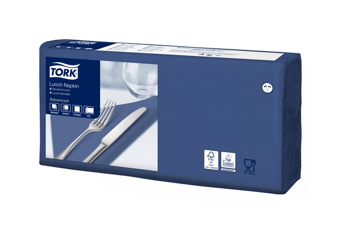 Tork Servietten, gefalzt (1/4-Falz, 33 x 33 cm, 2-lagig, dunkelblau)