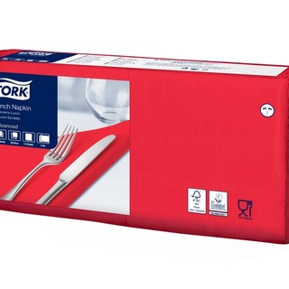 Tork Servietten, gefalzt (1/4-Falz, 33 x 33 cm, 2-lagig, rot)