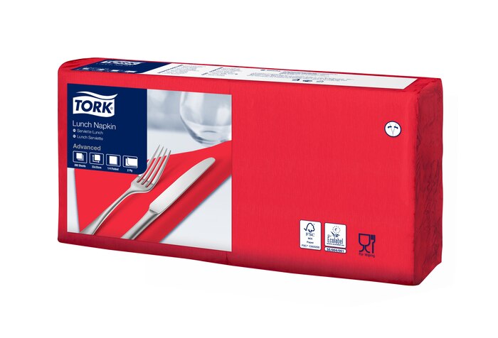 Tork Servietten, gefalzt (1/4-Falz, 33 x 33 cm, 2-lagig, rot)