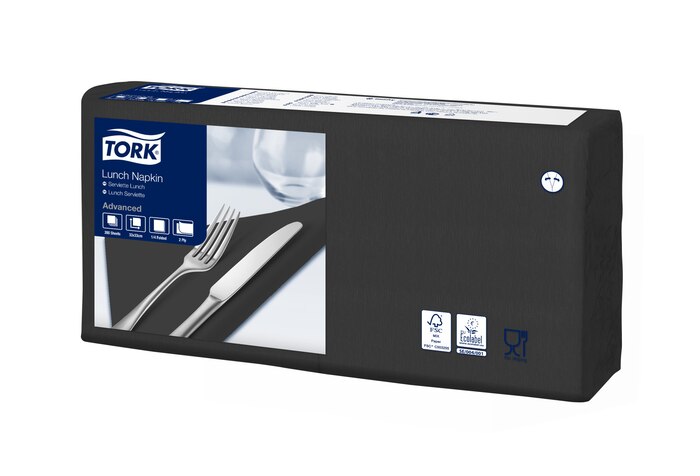 Tork Servietten, gefalzt (1/4-Falz, 33 x 33 cm, 2-lagig, schwarz)
