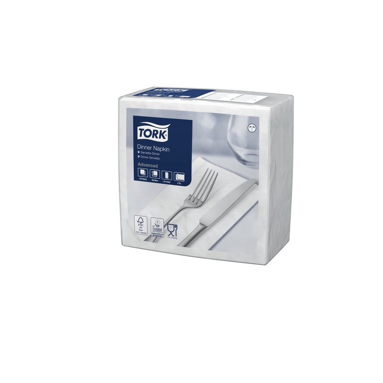 Tork Servietten, gefalzt (1/8-Kopffalz, 39 x 39 cm, 2-lagig, weiss)
