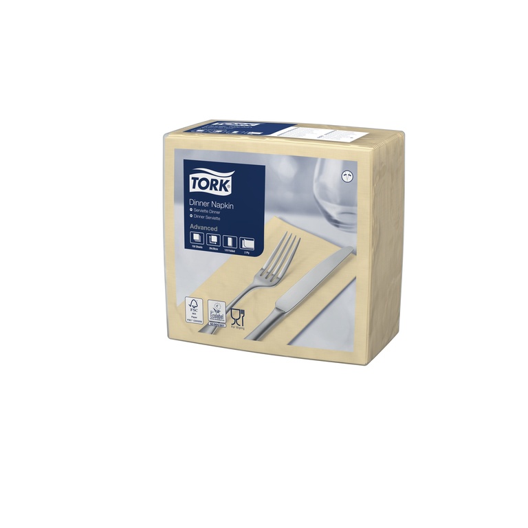 Tork Servietten, gefalzt (1/8-Kopffalz, 39 x 39 cm, 2-lagig, sand)