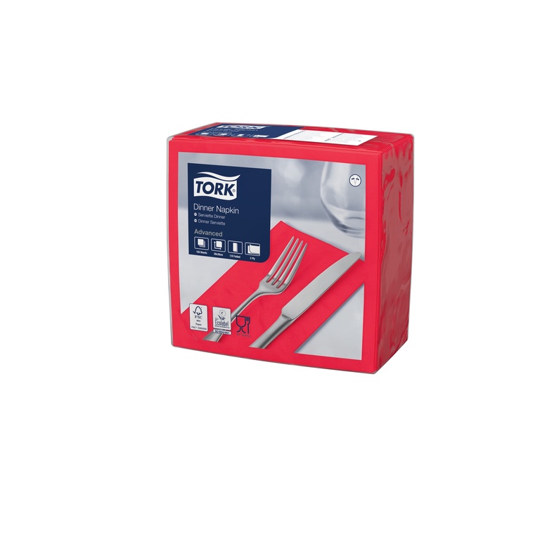 Tork Servietten, gefalzt (1/8-Kopffalz, 39 x 39 cm, 2-lagig, rot)