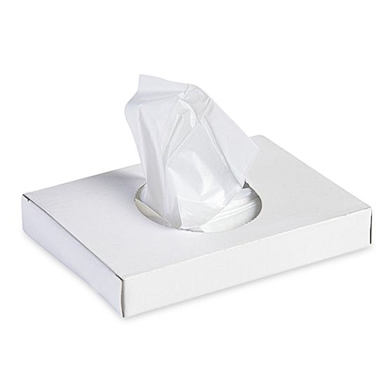 Hygienebeutel HDPE in Austauschboxen, weiss, umweltfreundlich, 85x125x20mm, 25 Stk.