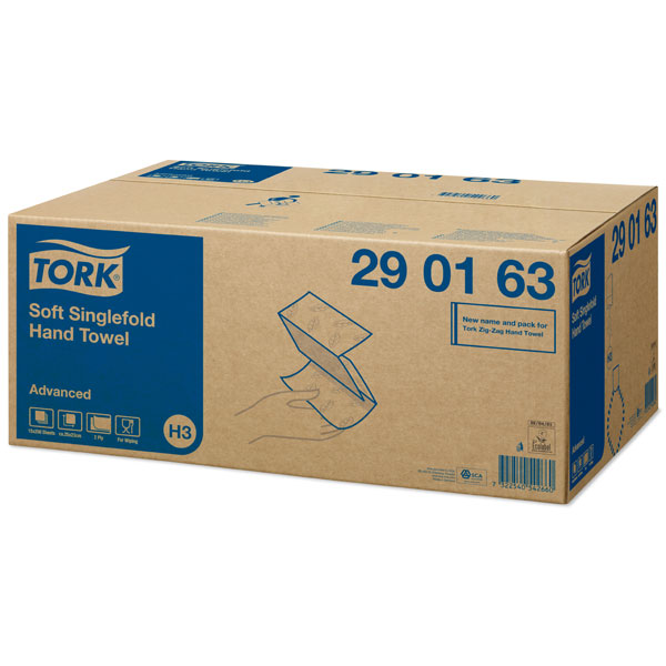 Tork Zickzack Handtuch, V-Falz, Advanced, 290163, Weiß, 2lg., 23x24.8cm,15x250 Stk.