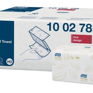 Tork extra weiches Zickzack Handtücher, V-Falz, 100278, H3, Premium, Weiß, 2lg., 23x22.6cm, 15x200 Stk.