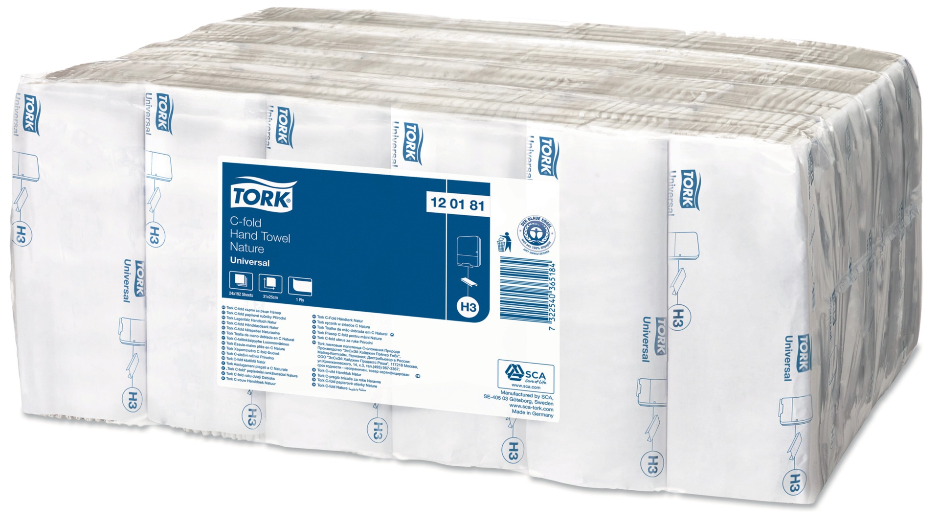 Tork Lagenfalz Handtuch, 120181, Universal, Natur, 1lg., H3, 24x192 Stk.