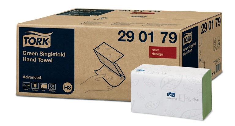 Tork grüne Zickzack Handtücher, H3, 290179, Advanced, Grün, 2lg., 15 x 250 Stk.