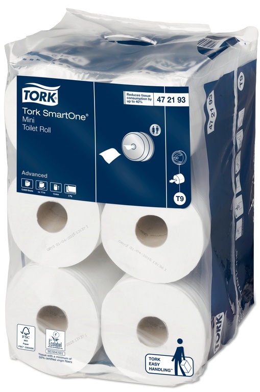 Tork SmartOne® Mini Toilettenpapier, 472193, Advanced, Weiß, 2lg.