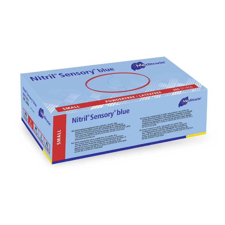Nitril Sensory blue, Untersuchungshandschuh aus Nitril, BLAU, puderfrei, Small, 200 Stk.