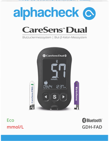 alphacheck Blutzuckermessgerät CareSens Dual eco , mmol/L, "Gratismodell für Institutionen"