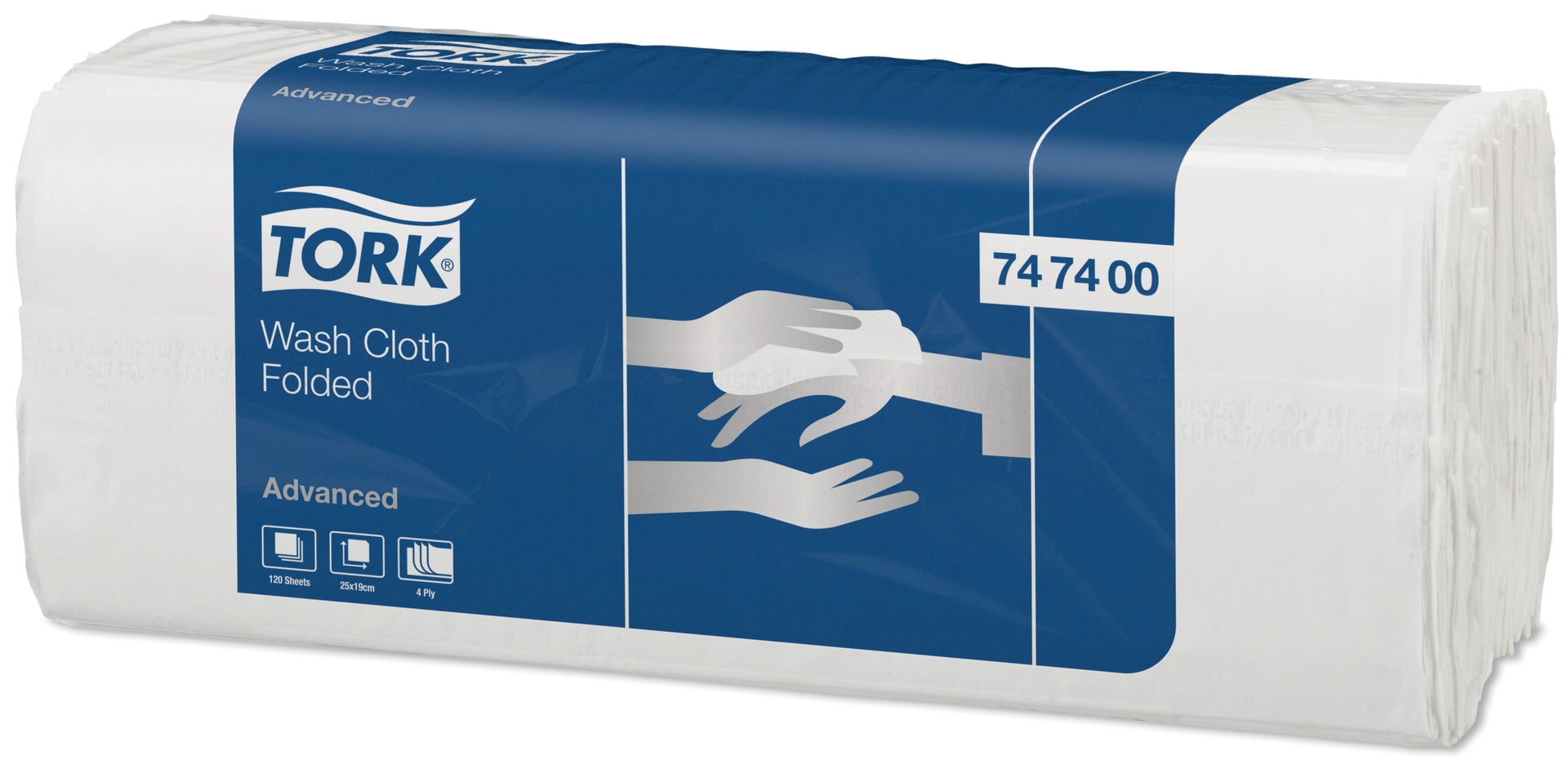 Tork Waschtuch Advanced, 19cm x 25cm, weiss,747400, Packung à 120 Stk.