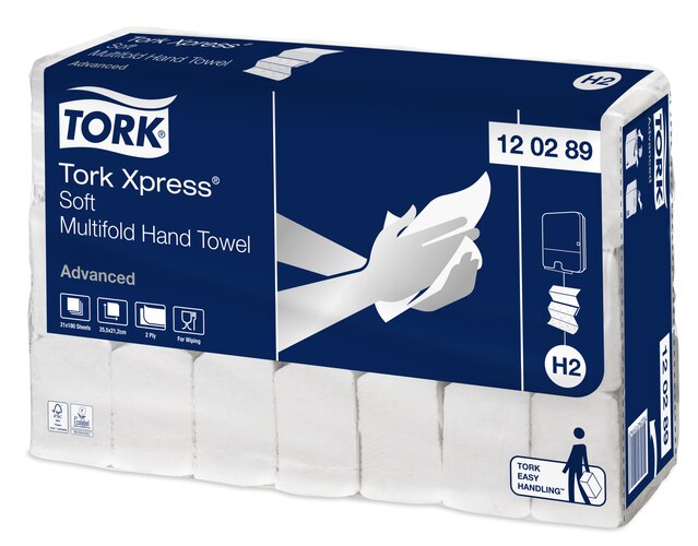 Tork Xpress® Multifold Handtuch, Advanced, 120289 Neu: 120398, 25,5x21,2 2lg, weiss, 180 Stk.